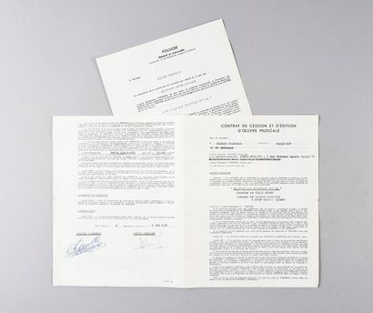 null FRANÇOIS CLAUDE 1 contrat original d'édition d'une chanson de Claude François,...