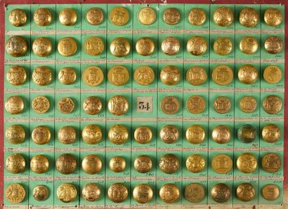 null Planche de 76 boutons de livrées dorés dont:
Alsace de Hénin-Liètard/Brienen...