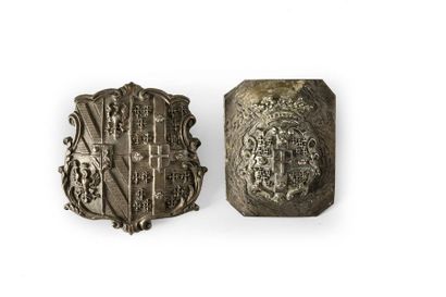 null Lot: Empreinte de plaque de harnais en métal début XIXe aux armes des comtes...