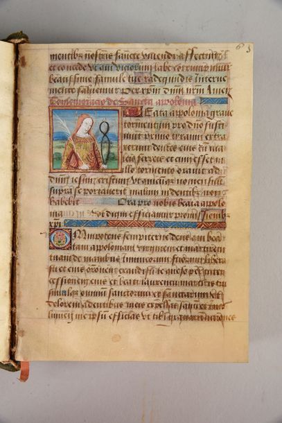 null Livre d'heures manuscrit.
Fin XVe-début XVIe. In-8, 12 x 17 cm, reliure du XVIIIe...