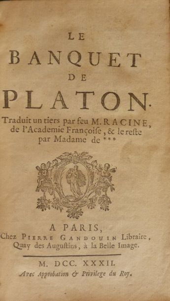 PLATON Le BanquetP., Gandouin, 1732. Pet.in-12, plein veau. E.O. peu commune de la...