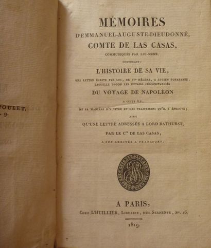 null Ens. de 3 ouvrages - LAS CASES Mémorial de Sainte Hélène ou Journal où se trouve...