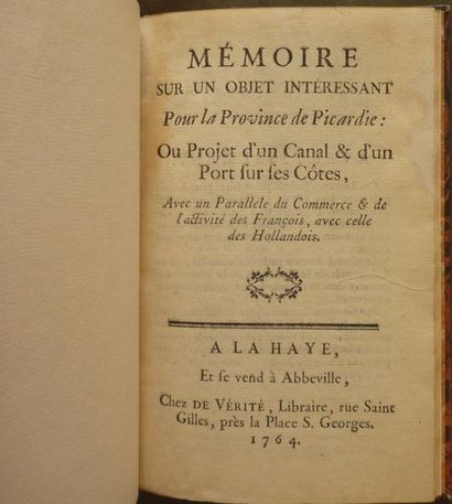 LINGUET, Simon 
Mémoires sur un objet intéressant pour la Province de Picardie: ou...