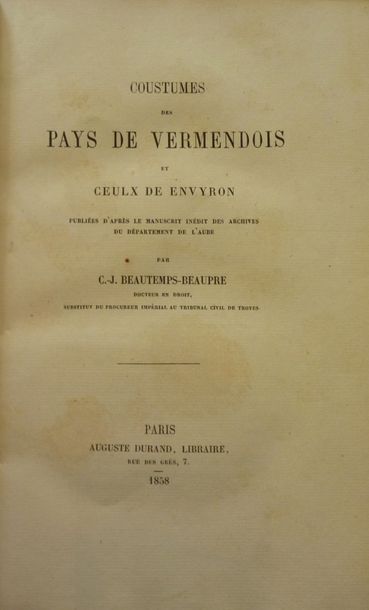 null Ens. de 2 ouvrages - Picardie - BEAUTEMPS-BEAUPRE, publié par Charles-François,
Coustumes...