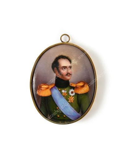 Ecole russe du XIXe siecle. Paire de portraits représentant l'empereur Nicolas Ier...