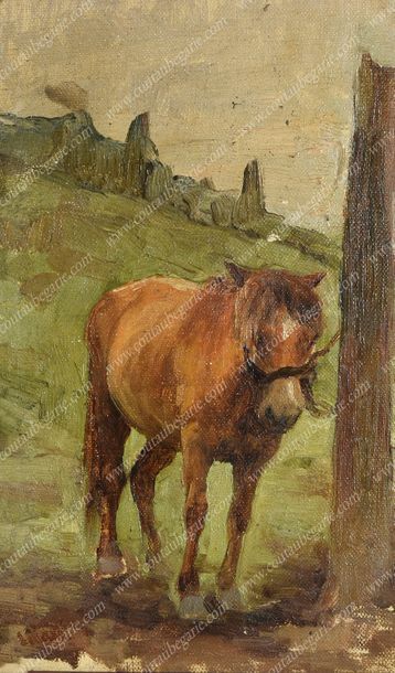 MAKO Serge Alexandrovitch (1885-1953). Cheval au champ.
Huile sur toile contrecollée...