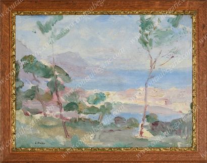 MAKO Serge Alexandrovitch (1885-1953). Vue de la baie des anges à Nice.
Huile sur...