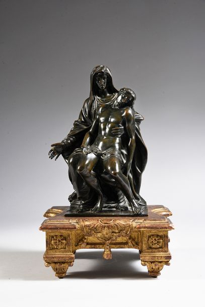 null Pietà.
Groupe en bronze à patine brune nuancée.
XVIIe siècle.
H.: 25 cm
Sur...