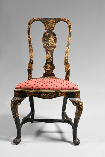 Giles Grendey (1693 - 1780) Attribué à Suite de quatre chaises en bois à décor de...