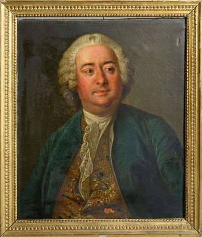 Ecole française du XVIIIè Portrait d'homme à l'habit bleu.
Toile (accidents)
66 x...