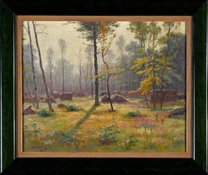 Georges Frédéric ROTIG (1873 - 1961) Sous-bois.
Huile, signée en bas à gauche.
21...