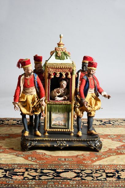 Quatre personnages en ottoman portant une...