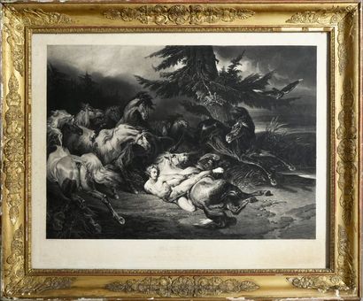 Horace VERNET (1789 - 1863) d'après Mazeppa
Gravure.
67 x 85 cm