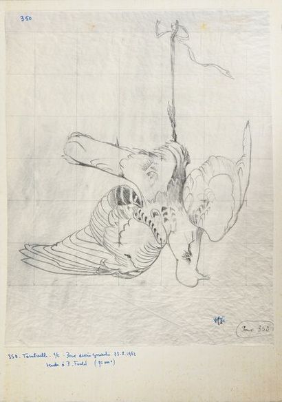 Henri de LINARES Suite de 5 dessins préparatoires dont un pour un foulard HERMES,...
