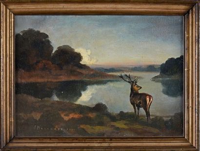 Paul MARCUEYZ (1877-1952) Cerf dans un paysage.
Huile sur toile, signée et datée...