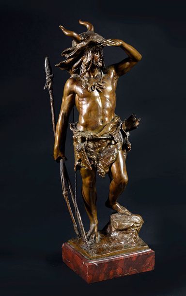 Paul KOWALEWSKI (1865 - 1910) Chasseur Sorcier amérindien.
Bronze à patine brun-clair,...