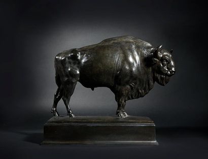 Albert KRAEMER (1889 - 1930) Grand bison d'Amérique.
Bronze à patine noire, signée...