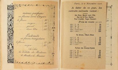 GUERLAIN (1916) Rare petit catalogue commercial recensant tous les parfums & cosmétiques...