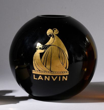 Lanvin parfums - (années 1950) Important vase publicitaire «boule noire» en verre...