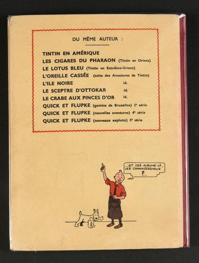 HERGÉ TINTIN 02.
TINTIN AU CONGO. A14, 1941 CASTERMAN.
Troisième édition 1941. 4e...