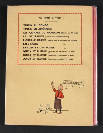 HERGÉ TINTIN 09.
LE CRABE AUX PINCES D'OR. A13. 1941.
Edition originale. Quatre hors...