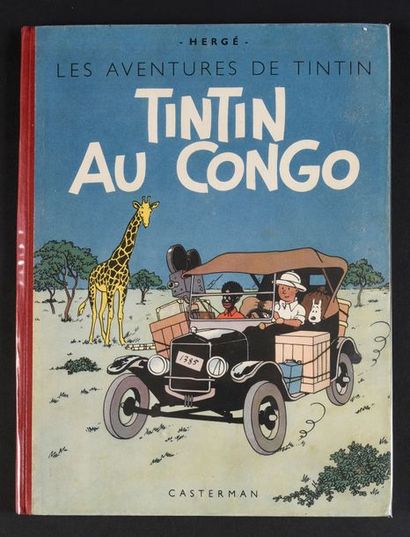 HERGÉ TINTIN 02.
TINTIN AU CONGO Dos rouge - Edition B1 de 1946 - Papier épais. ...