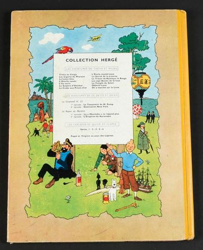 HERGÉ TINTIN 04.
LES CIGARES DU PHARAON.
B14. Edition originale belge. Dos pellior...