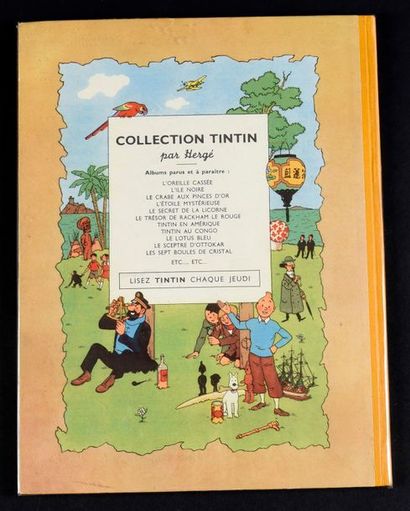 HERGÉ TINTIN 13.
LES 7 BOULES DE CRISTAL
Edition originale B2 de 1948 - Dos jaune....