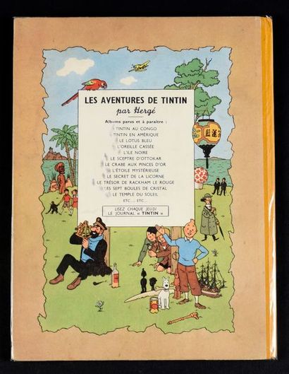 HERGÉ TINTIN 14.
LE TEMPLE DU SOLEIL. EO Edition originale B3 de 1949 - Dos jaune....