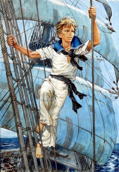 JOUBERT, Pierre (1910-2002) LA MARINE. TOME 2.
Gouache et aquarelle pour une illustration...