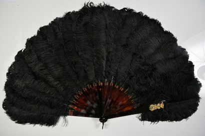 null Plumes d'autruches noires, vers 1880
Eventail en plumes d'autruches noires.
Monture...