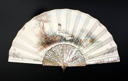 null D'après M. Leloir, Marie Grivaz, Les papillons, vers 1890-1900
Eventail plié,...