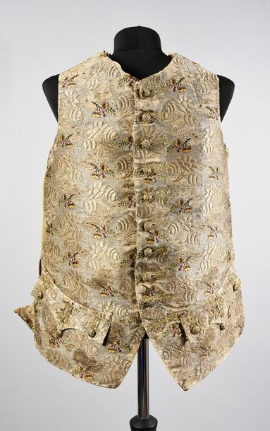 null Gilet à basques d'un Habit de cour, vers 1760-1770, brocart façonné soie, filé...