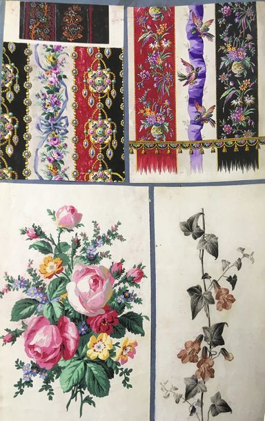 null Album d'échantillons de maquettes gouachées composite, 1800­­-1880 environ,...