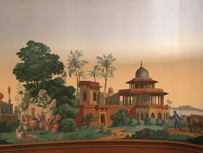 null L'Hindoustan, partie de papier peint panoramique en 13 lés, Manufacture Zuber,...