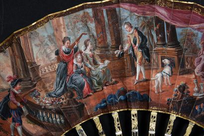 null Concert espagnol, vers 1770-1780
Eventail plié feuille double en peau peinte...
