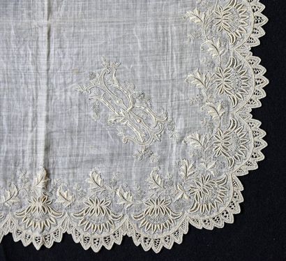 null Mouchoirs, broderie blanche, 2nde moitié du XIXe siècle.
Trois mouchoirs en...