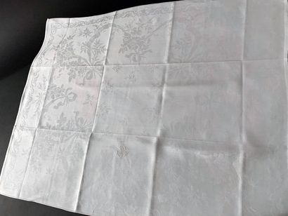 null Suite de quinze serviettes de table, fin du XIXe siècle.
En damassé de lin à...