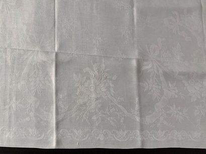 null Suite de quinze serviettes de table, fin du XIXe siècle.
En damassé de lin à...