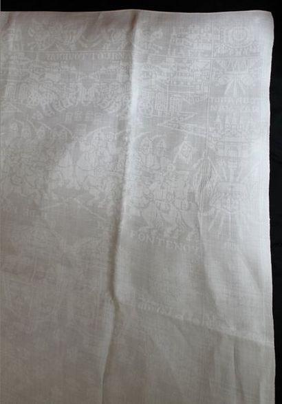 null La Bataille de Fontenoy, nappe et serviette en damas de lin historié, Courtrai,...