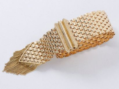 null Bracelet ceinture en or 750 millièmes, composé de maillons hexagonaux galbés,...