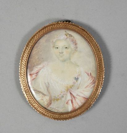 null Jean Baptiste Massé (1687-1767), attribué à
Portrait d'une élégante.
Miniature...
