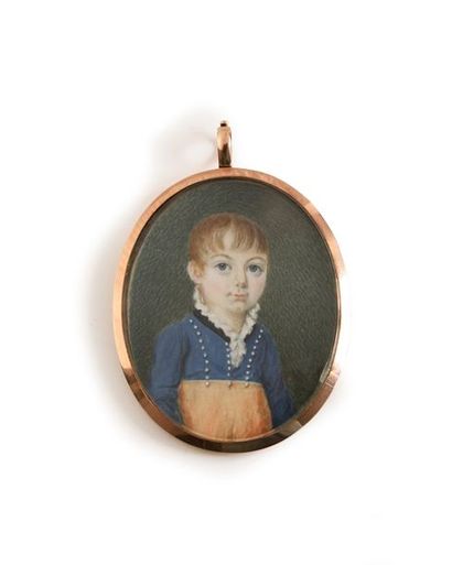 Ecole française vers 1800. Portrait d'un jeune garçon.
Cadre en pomponne
D.: 6,3...