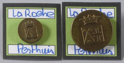 null LA ROCHE / PERTHUIS de LAILLEVAULT

Pair of flat, golden buttons. Will be included...