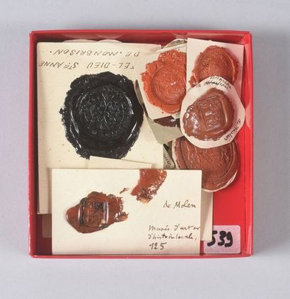 null Set of 21 wax impressions of armories stamps. 