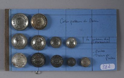 null PARIS 11 uniform buttons, Postal Parcels, Trade Postmen, Posts, Treasure and...