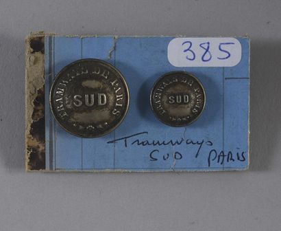 null SOUTH "Tramways of Paris"

Pair of buttons, curved and silver plated

