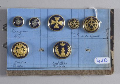 null SPAIN, kingdom. Castile, Toledo... 7 buttons on a blue enamelled background