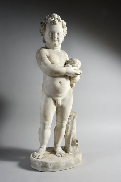 null Two children in white marble.
One holding an outre ( the outre formerly pierced...