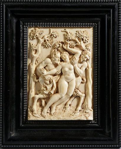 Francis Van Bossuit (1635-1692), attribué à. 
Bacchae and two satyrs
Carved ivory...